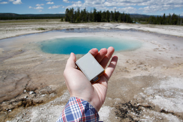 Dead camera battery at Yellowstone National Park