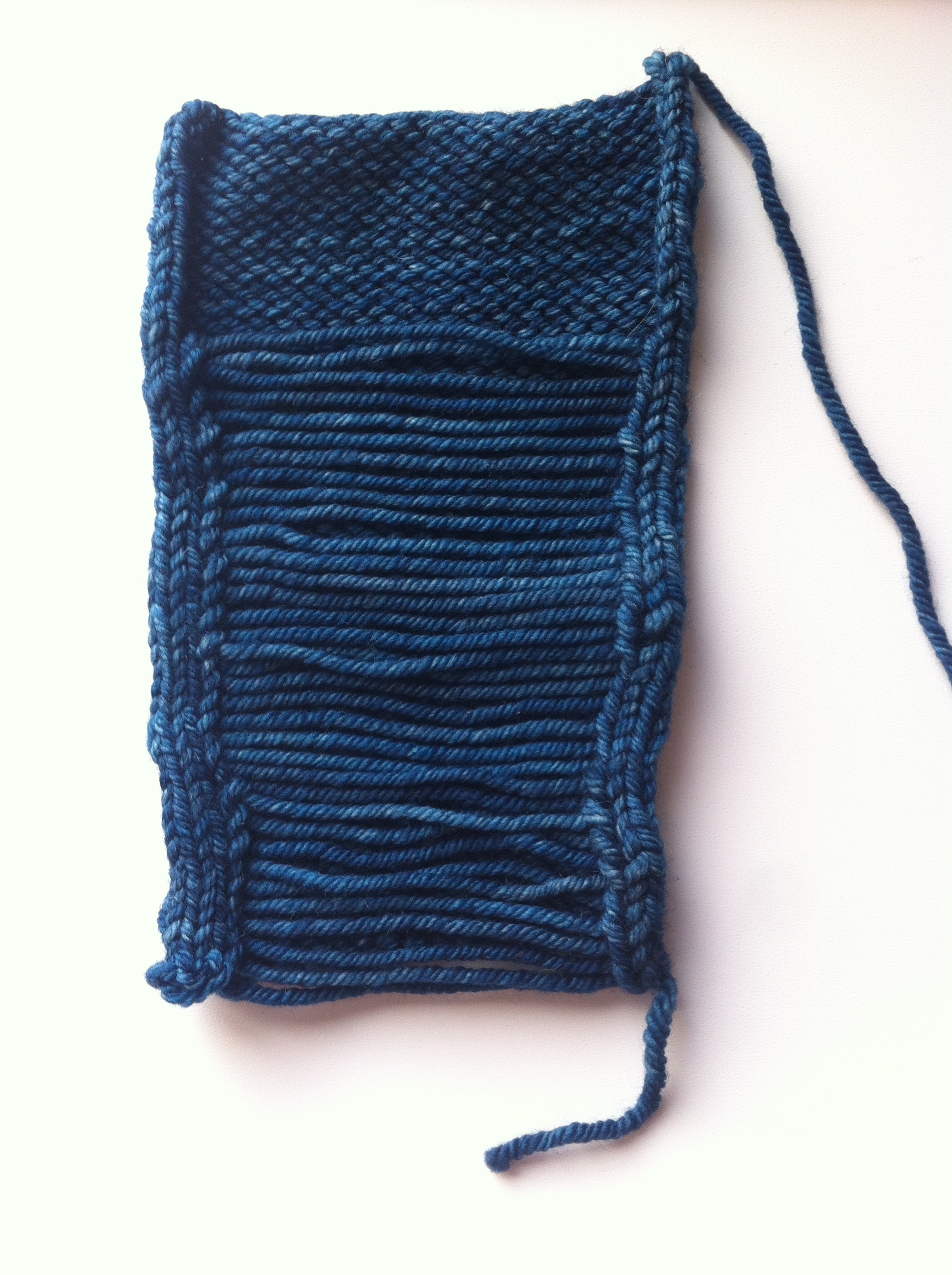The complete swatch, knit in the round!