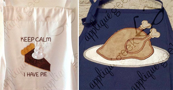 pie and turkey aprons