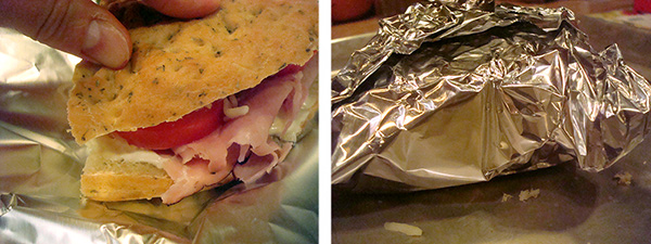 Baking focaccia sandwiches