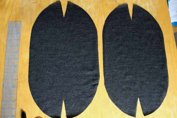 two hat pieces cut out