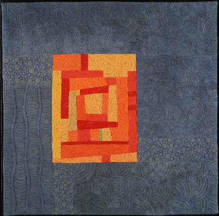 Gray Wall Quilt with Orange Center