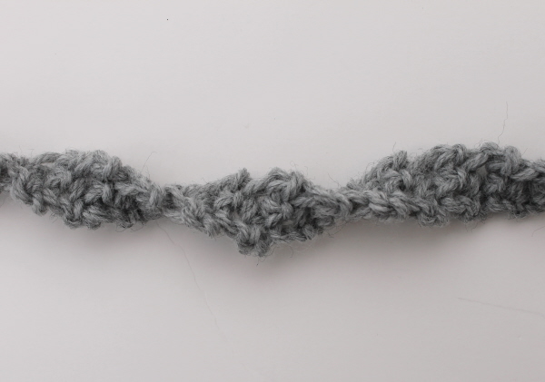 Crochet necklace twist before blocking