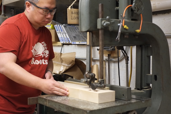 Cutting maple at the bandsaw