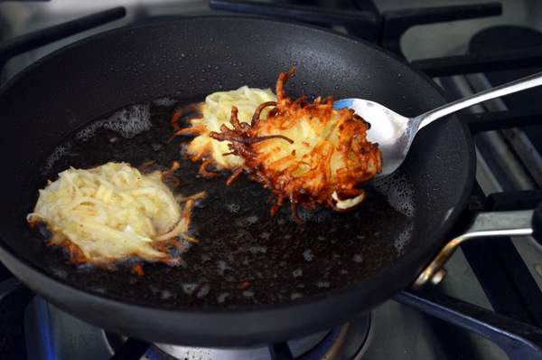 Cooking the Latkes on the Stovetop