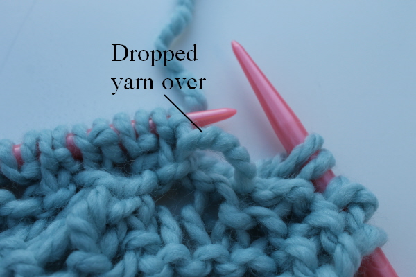 Elongated stitch dropping yarn over