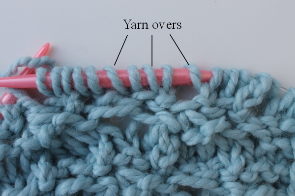 Elongated stitch yarn overs