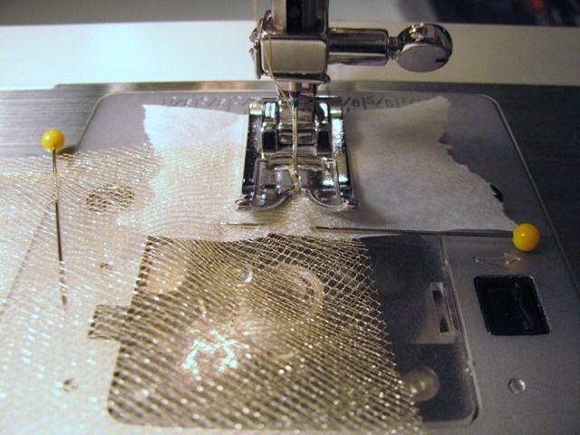sewing tulle with tissue