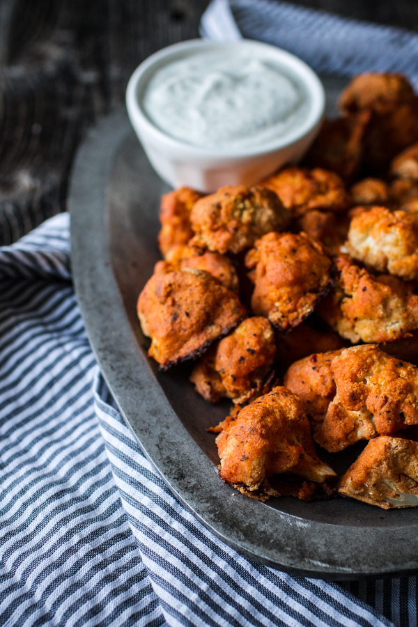 Cauliflower Buffalo Bites  With Greek Yogurt Dipping Sauce