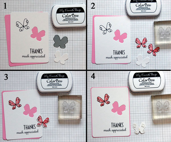 Steps 1 - 4 Creating patterned/raised butterfly