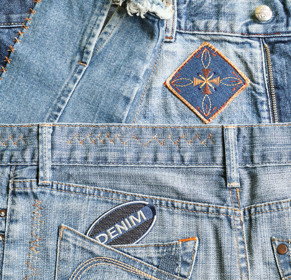 faded denim embroidery