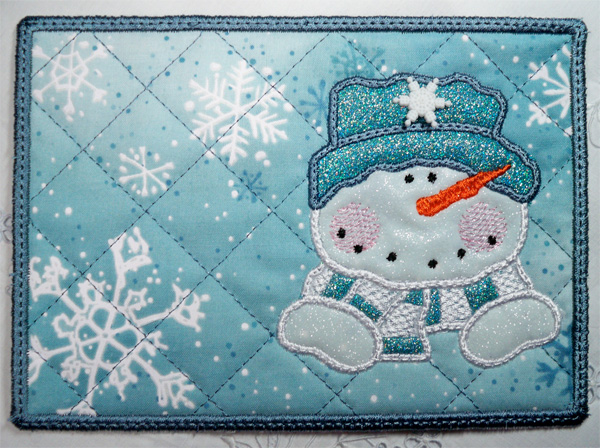 glitter flex vinyl applique snowman mug rug