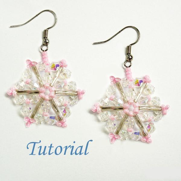 Beaded Pink Snowflake Earrings Tutorial