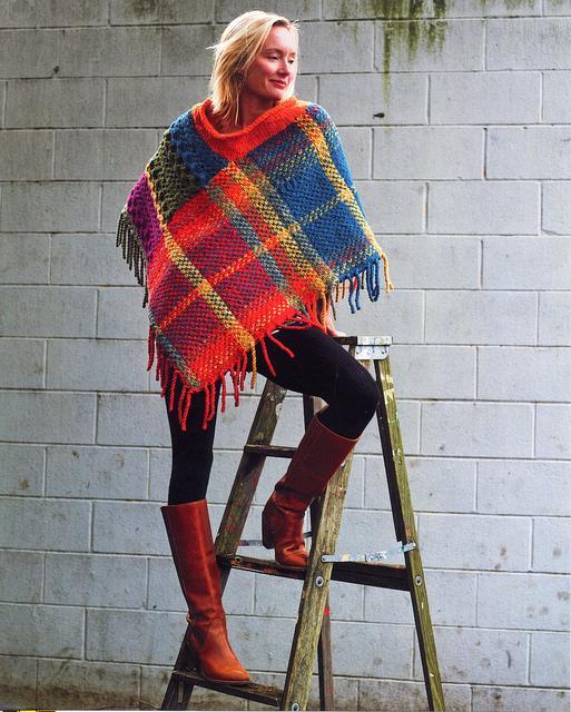 Imperial Cabled Plaid Poncho knitting pattern