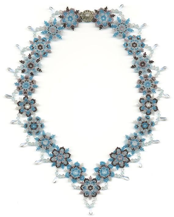 Snowflake and Icicle Beadwoven Necklace