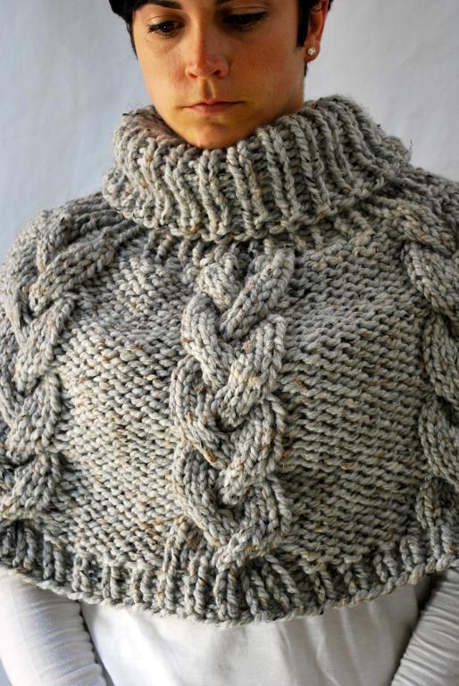 Chunky Knit Cable Poncho knitting pattern