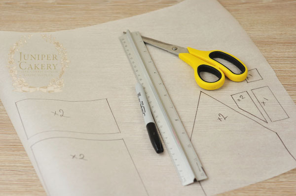 Planning out a gingerbread house template by Juniper Cakery
