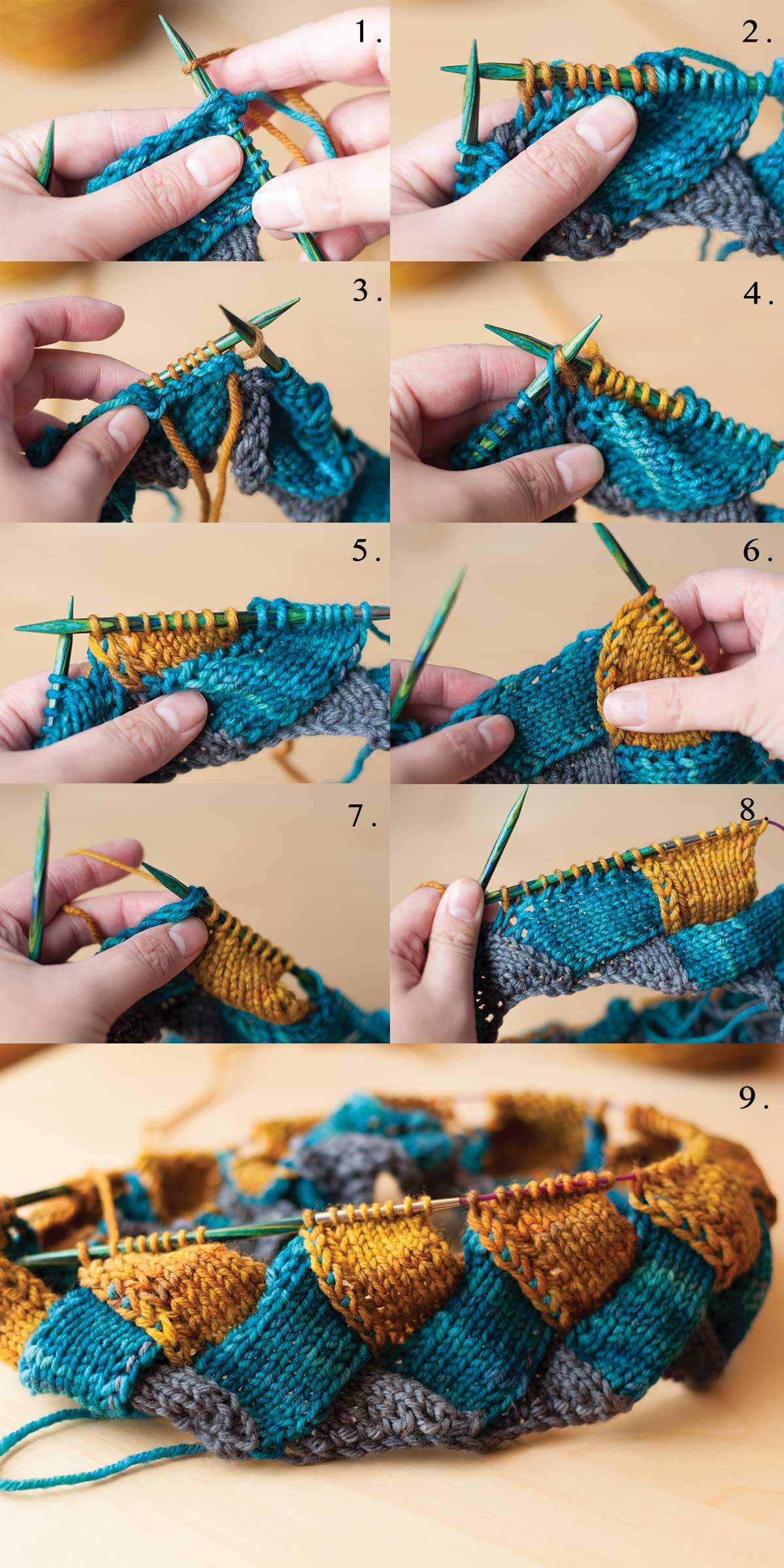 how to knit left-leaning triangles