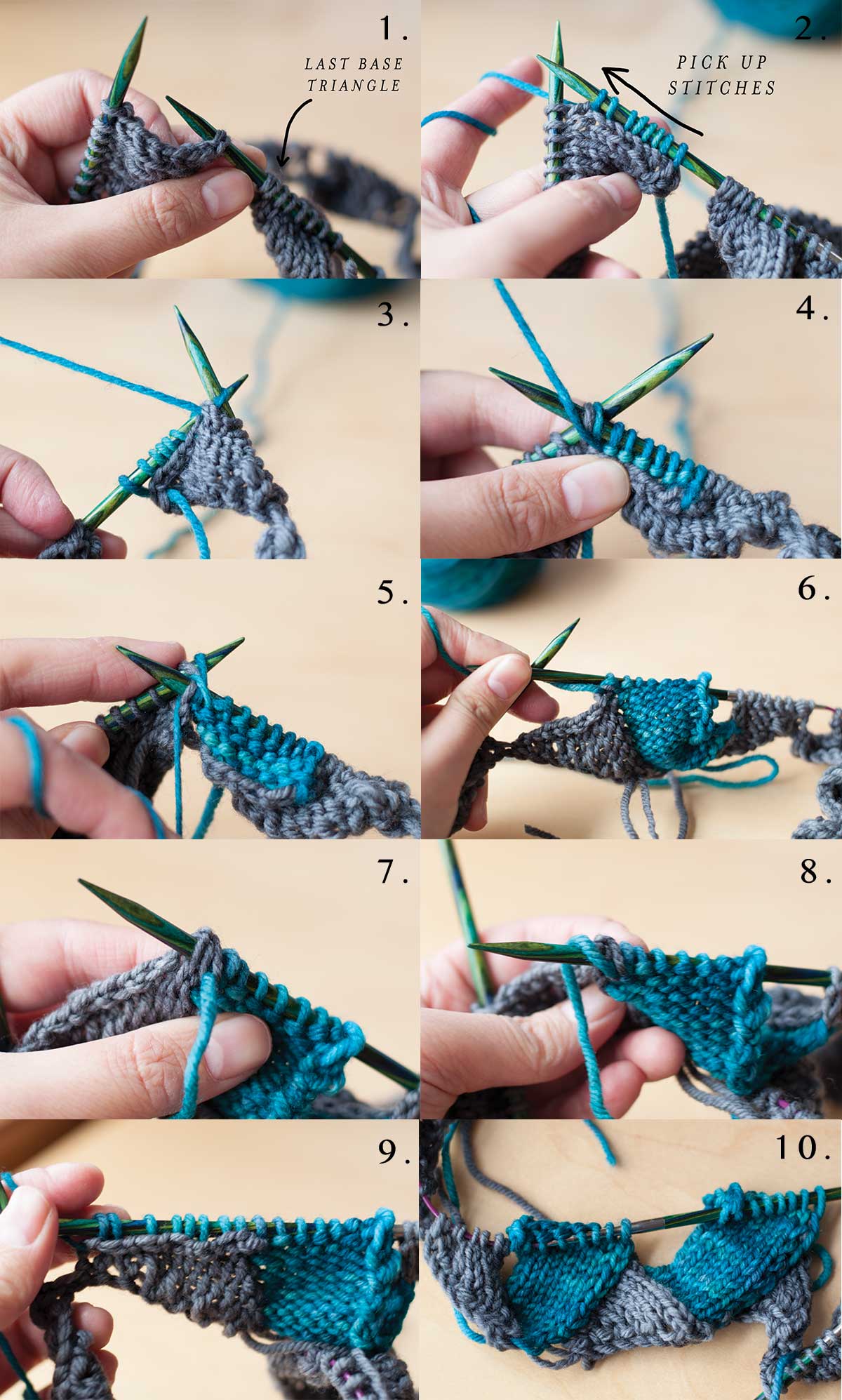 How to knit right-leaning triangles
