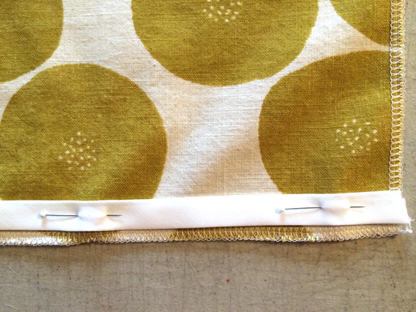 sew piping to side seams