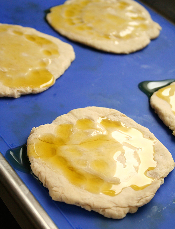 Olive oil on top of zaatar
