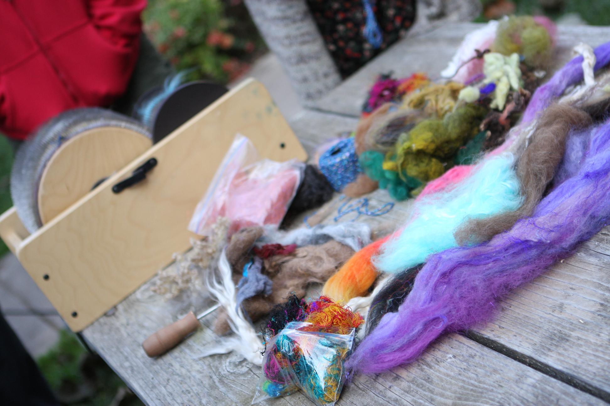 A pile of random colors of fiber for carding