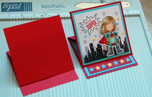 Blank card and finished card side by side