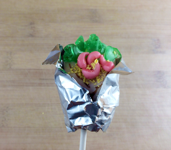 Burrito cake pops in foil