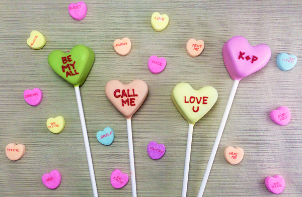 Cake Pop Conversation Hearts