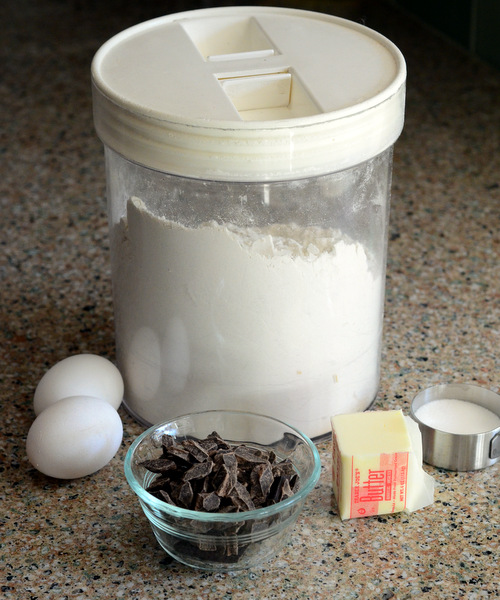 Ingredients for making a chocolate lava cake