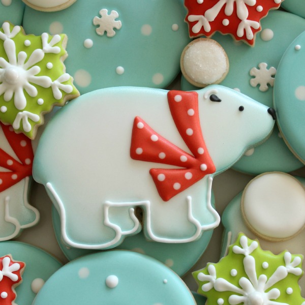 Decorated Polar Bear Cookie