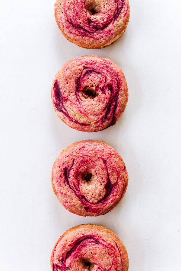 Pink Swirled Vanilla Bean Baked Donuts