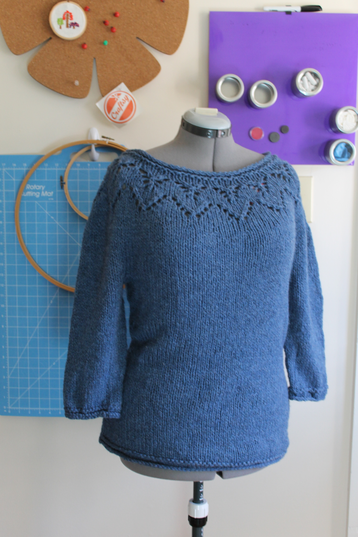 Knit Wedge Lace Yoke Sweater