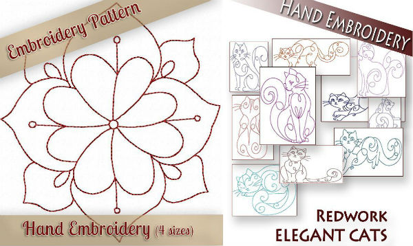 RedworkSpringFlowerHandEmbroidery