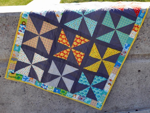 jungle pinwheel baby quilt 