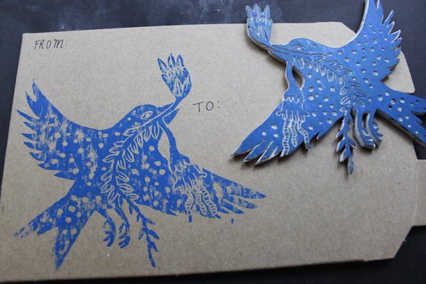 Bird stamp printed on envelope 