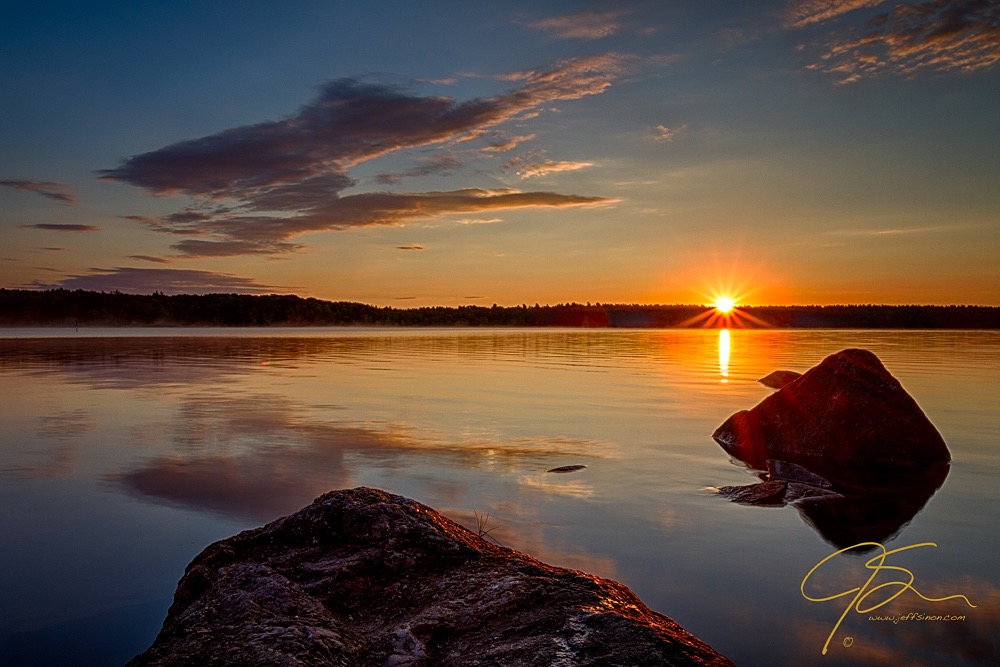 Brilliant Sunrise. Baxter Lake, NH