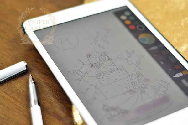 Sketch out cake ideas using a drawing app