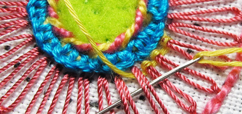 Textured embroidery stitching