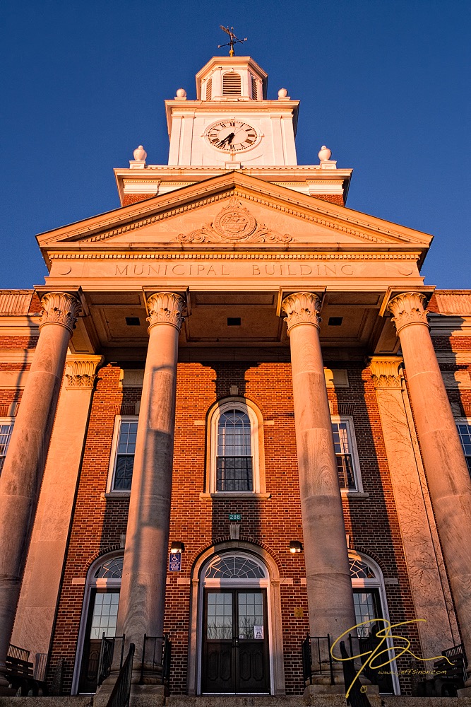 Looking Up At The Clock Tower. City Hall Dover, NH