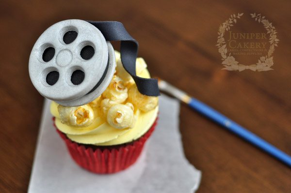 Film reel cupcake topper tutorial by Juniper Cakery