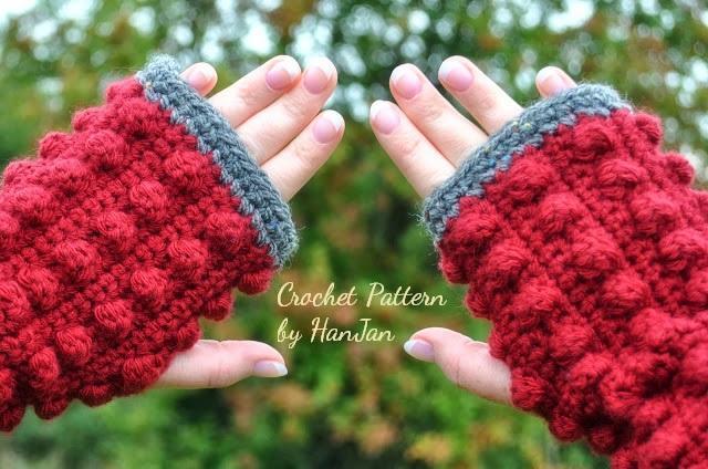 Fingerless Bobble Crochet Gloves pattern