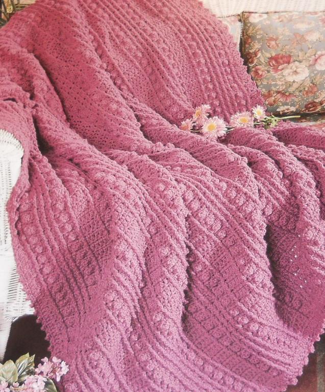 Pink Bobbles Afghan crochet pattern