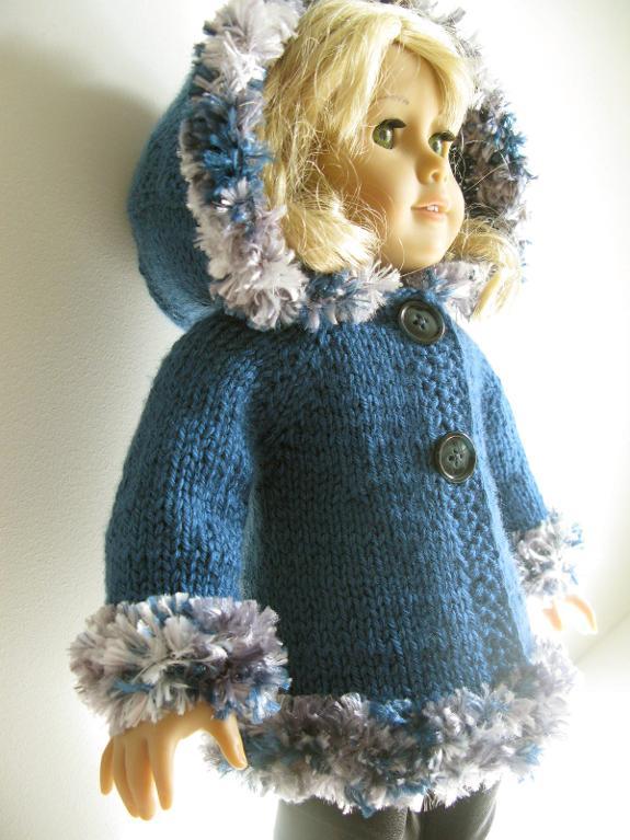  Hooded 18' Doll Jacket knitting pattern