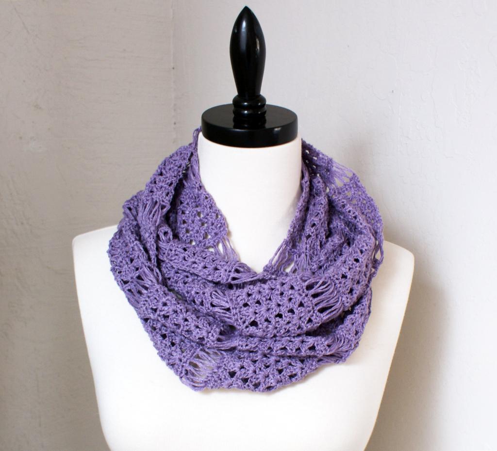 Crochet Broomstick Lace Infinity Scarf