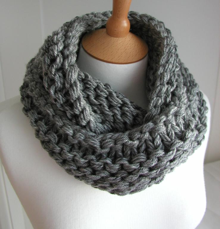 Steel Grey Chunky Circular Scarf