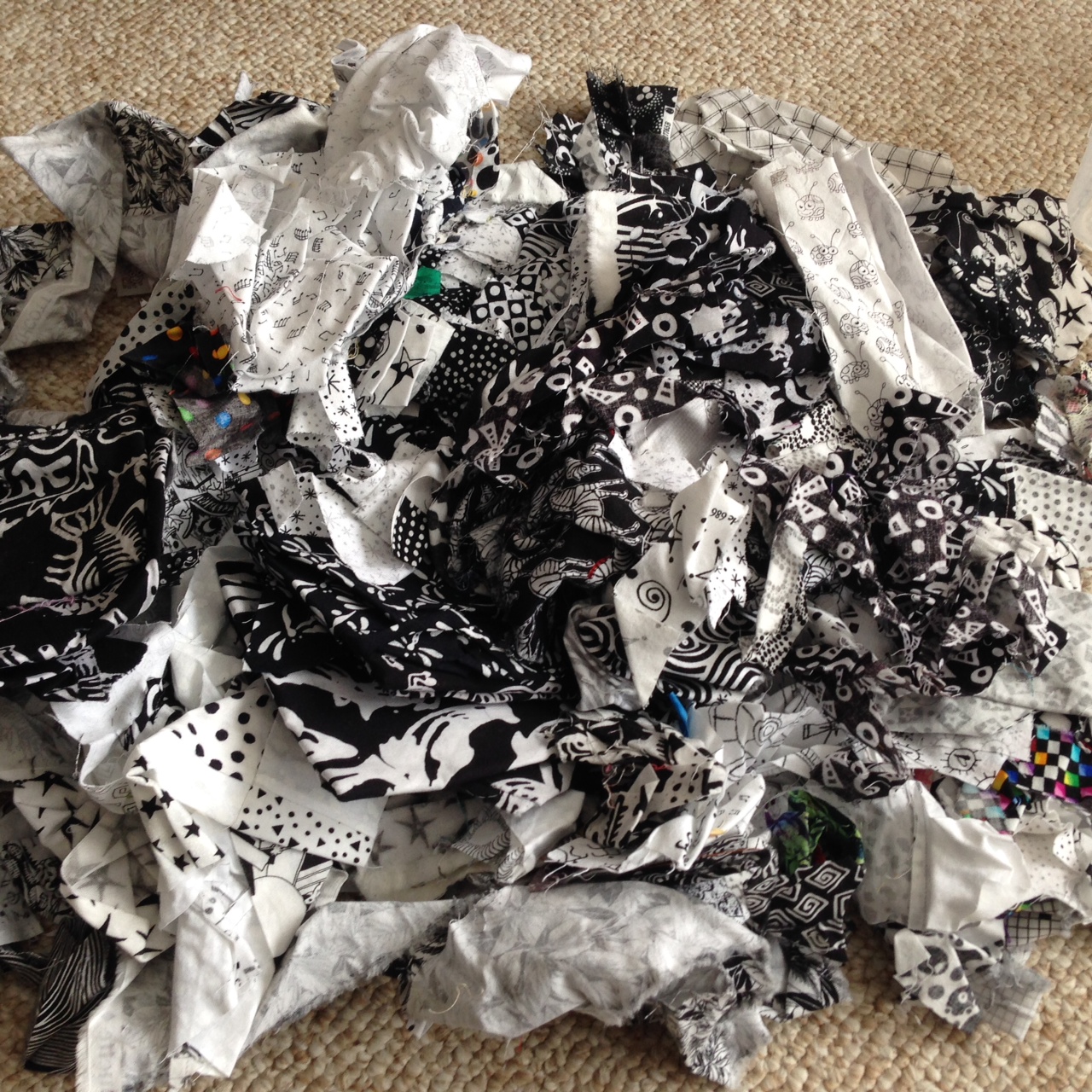 Black and White Fabric Scraps