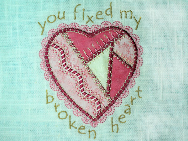 Crazy quilt: You Fixed My Broken Heart tutorial.