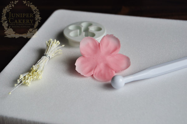 Pretty sugar cherry blossom tutorial by Juniper Cakery
