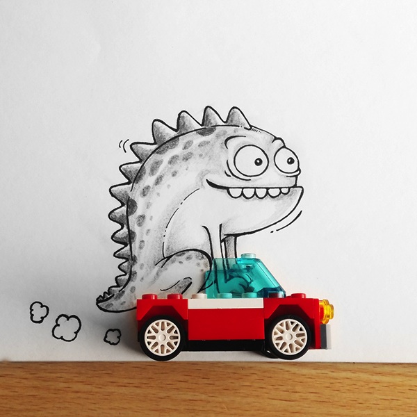 Race car monster drawing